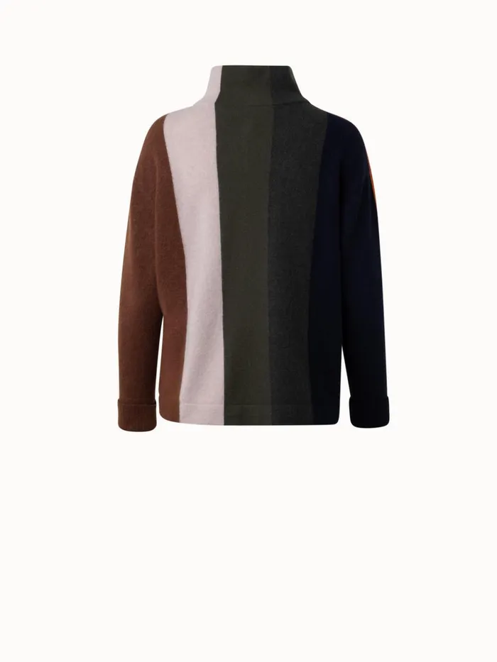 Felted Cashmere Knit Pullover With Dgrad Stripes Red Rusticmulticolor Women Akris Knitwear