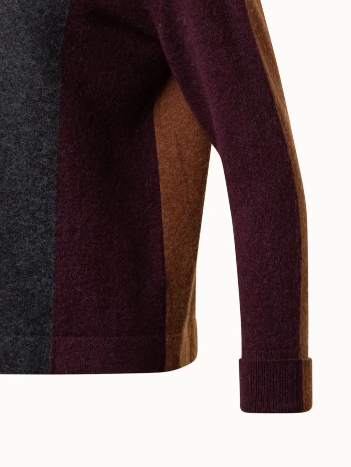 Felted Cashmere Knit Pullover With Dgrad Stripes Red Rusticmulticolor Women Akris Knitwear