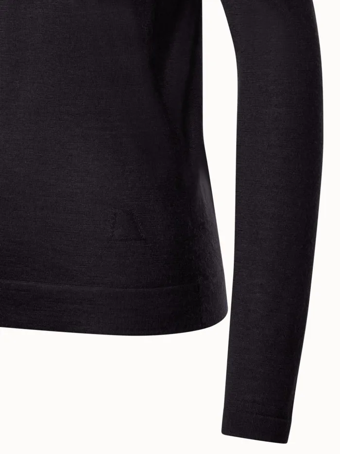 Fine Gauge Cashmere Silk Knit Pullover Charcoal Women Akris Cashmere
