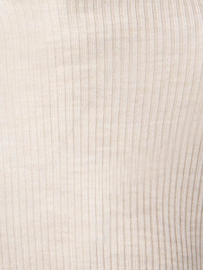 Fine Rib Pullover From Cashmere Silk With Mock Neck Greige Women Akris Knitwear