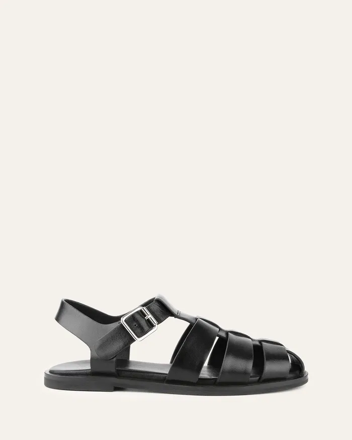 Finn flat sandals black leather Women FLAT SANDALS jomercer