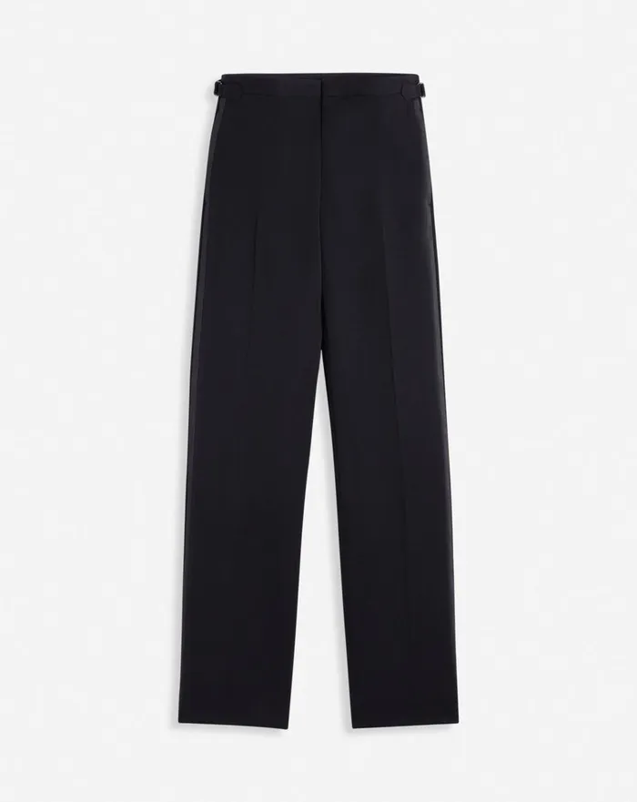 Fitted Tailored Pants With Satin Bands Black Men Lanvin Pants and Shorts