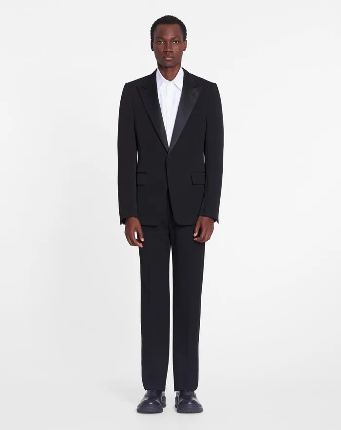 Fitted Tailored Pants With Satin Bands Black Men Lanvin Pants and Shorts Fitted Tailored Pants With Satin Bands Black Men Lanvin Pants and Shorts