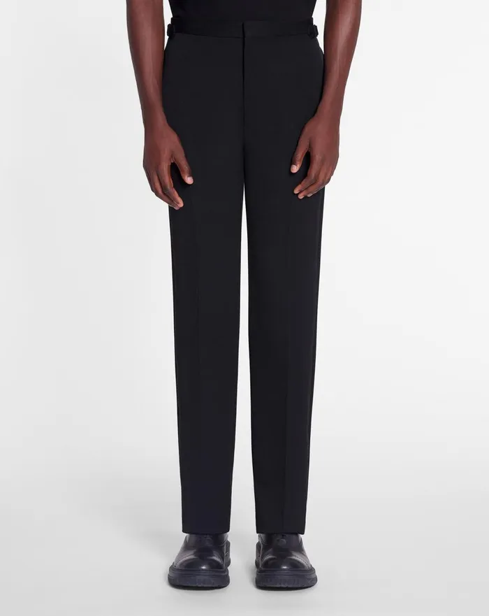 Fitted Tailored Pants With Satin Bands Black Men Lanvin Pants and Shorts Fitted Tailored Pants With Satin Bands Black Men Lanvin Pants and Shorts