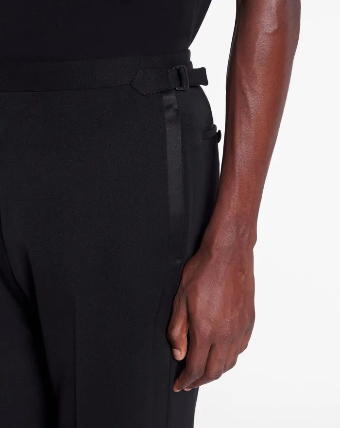 Fitted Tailored Pants With Satin Bands Black Men Lanvin Pants and Shorts Fitted Tailored Pants With Satin Bands Black Men Lanvin Pants and Shorts