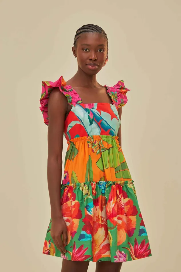 Foliage Mix Mini Dress Women Farm Rio Mini Dresses