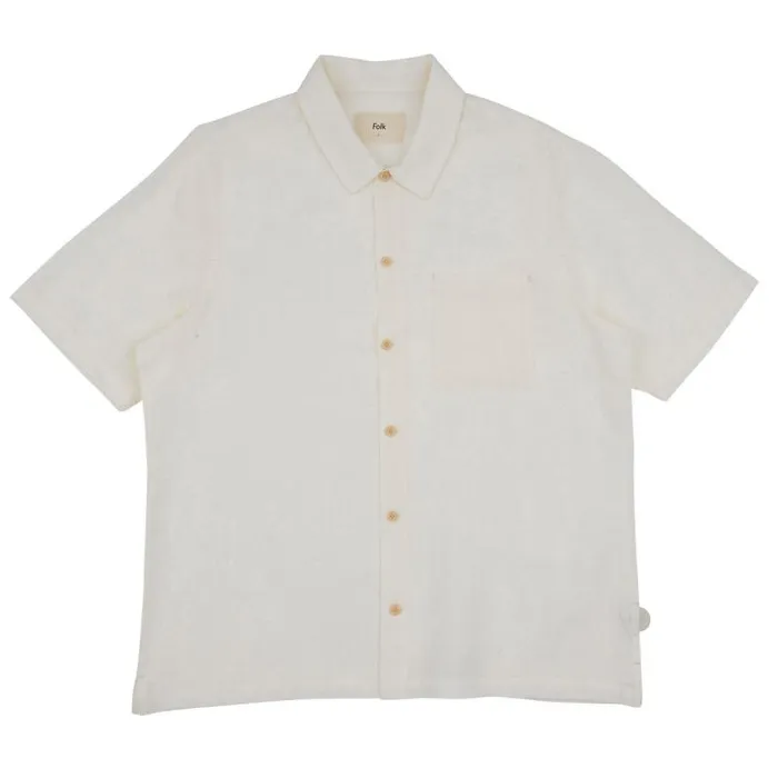 Folk Clothing Shirts Gabe Shirt 8211 Ecru Linen Grid 8211 Mens