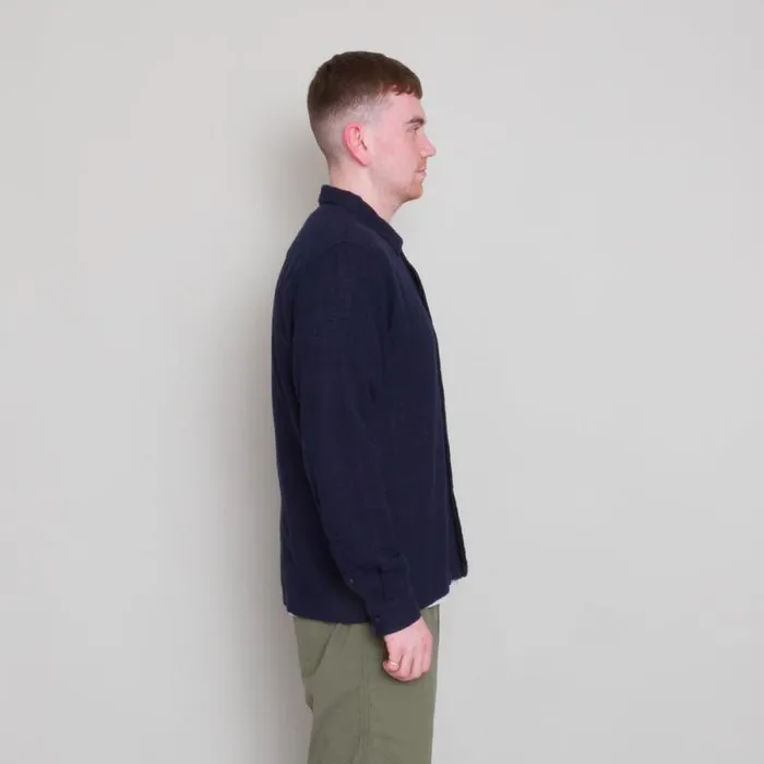 Folk Clothing Shirts Patch Shirt 8211 Navy Open Weave Check 8211 Mens