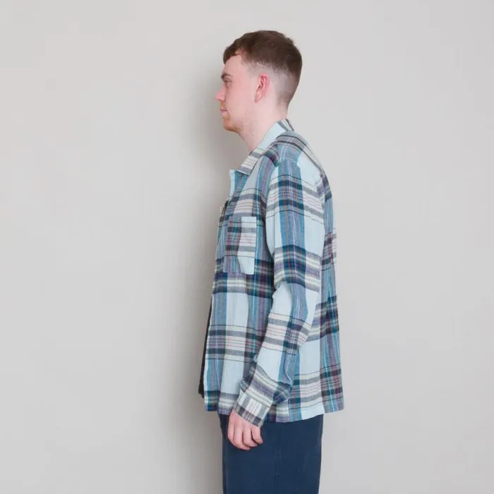 Folk Clothing Shirts Patch Shirt 8211 Ocean Blue Check 8211 Mens