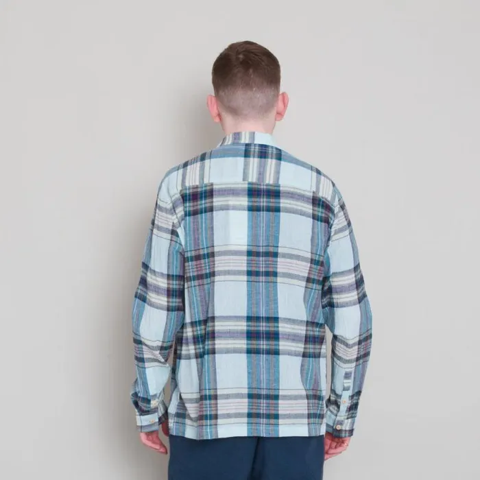 Folk Clothing Shirts Patch Shirt 8211 Ocean Blue Check 8211 Mens