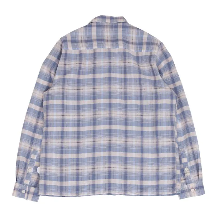 Folk Clothing Shirts Patch Shirt 8211 Soft Blue Open Check 8211 Mens