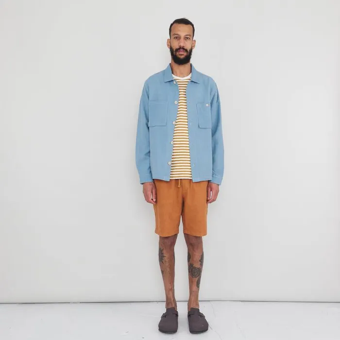 Folk Clothing Shorts Assembly Short 8211 Ochre Cotton Linen 8211 Mens