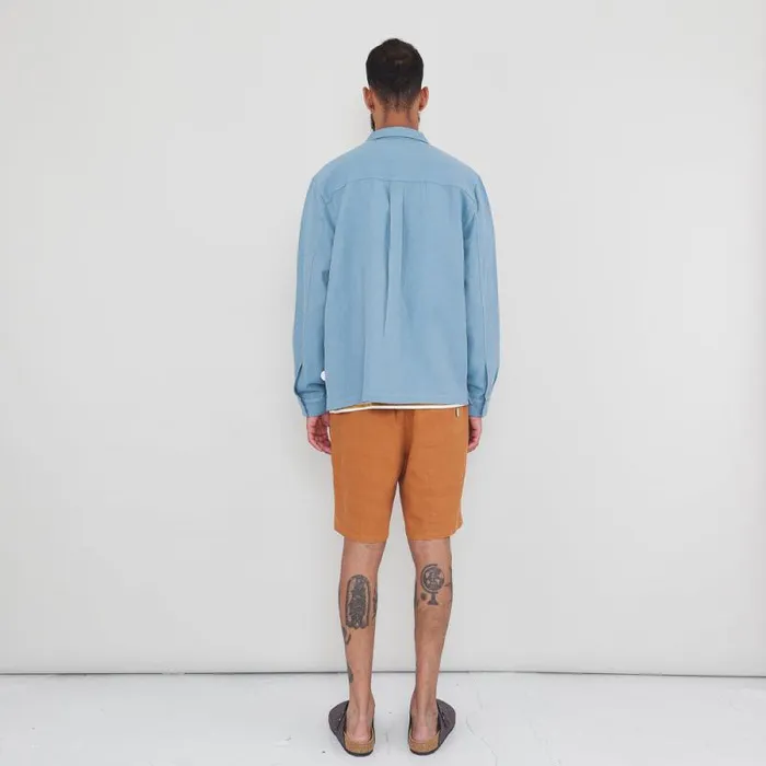 Folk Clothing Shorts Assembly Short 8211 Ochre Cotton Linen 8211 Mens