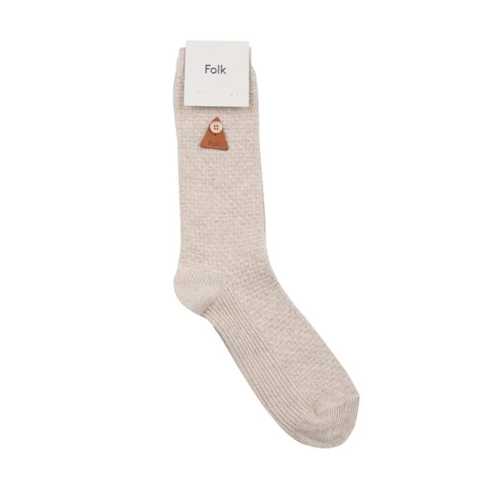 Folk Clothing Socks Waffle Socks 8211 Stone Melange 8211 MensWomens