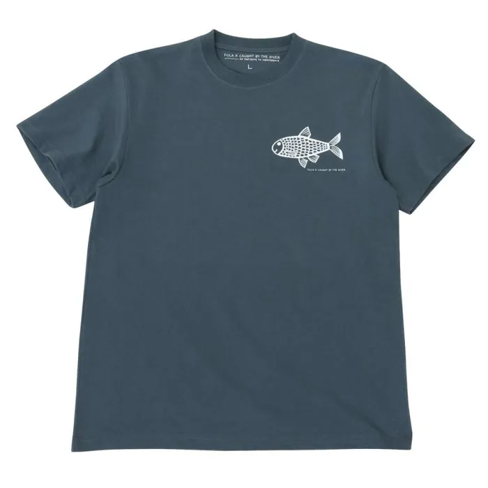 Folk Clothing TShirts Organic Cotton Tee 8211 Midnight Blue Fish 8211 Mens