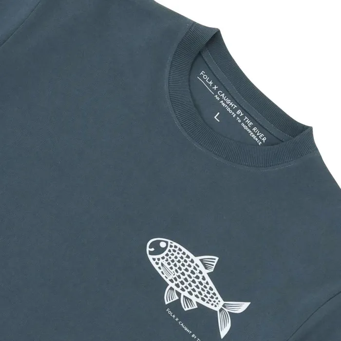 Folk Clothing TShirts Organic Cotton Tee 8211 Midnight Blue Fish 8211 Mens