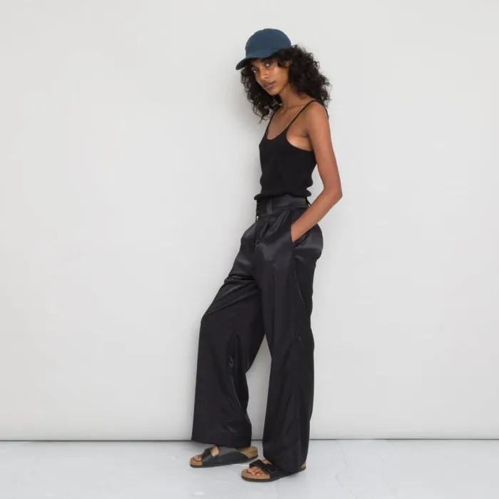 Folk Clothing Trousers Pleated Pants 8211 Black Satin 8211 Womens