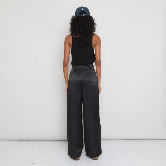 Folk Clothing Trousers Pleated Pants 8211 Black Satin 8211 Womens