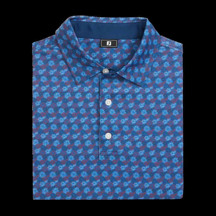 FootJoy Shirts Men Fireworks Lisle Blue