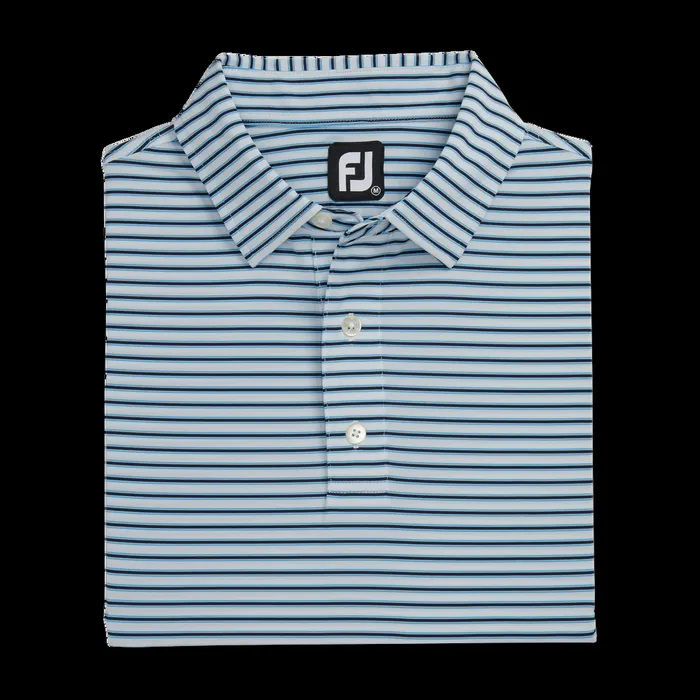 FootJoy Shirts Men Pinstripe Lisle White Navy Blue