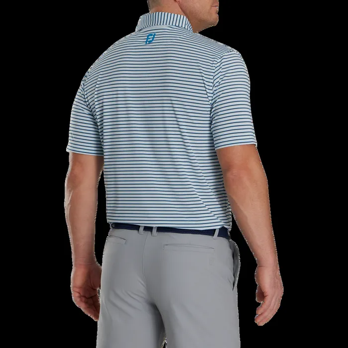 FootJoy Shirts Men Pinstripe Lisle White Navy Blue
