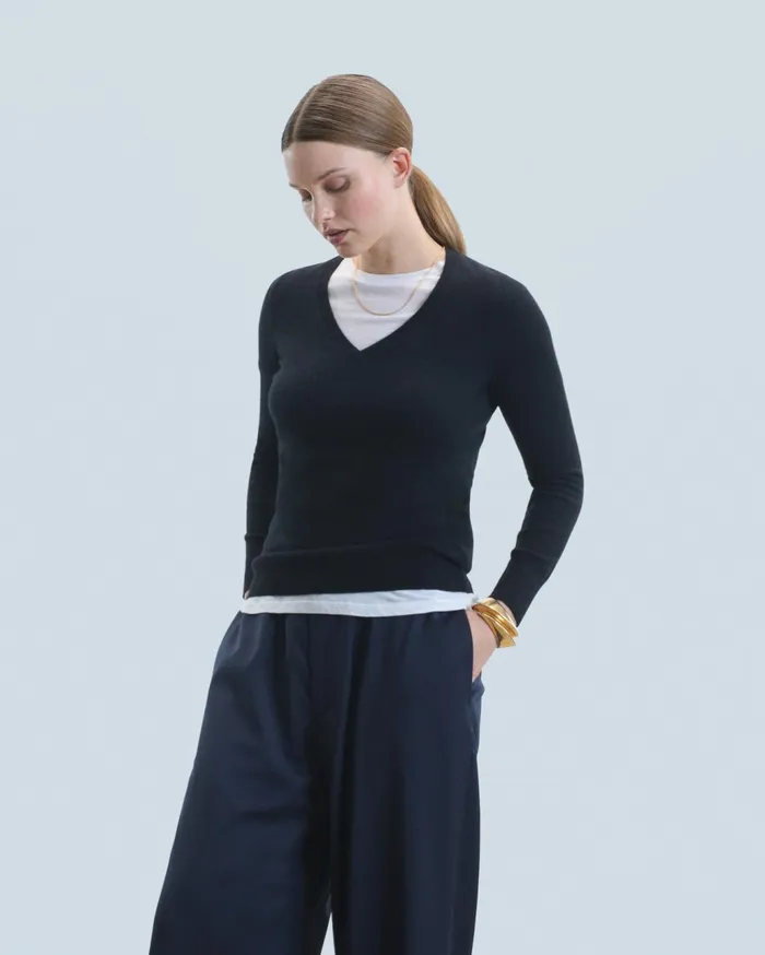 From Future Cashmere Sweaters Women Basic VNeck Sweater Black