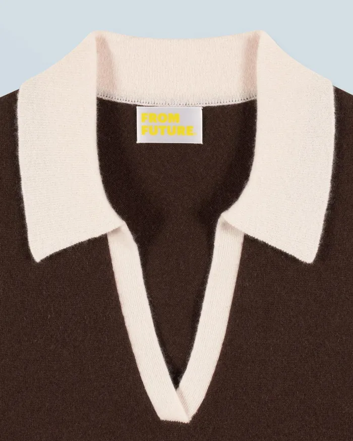 From Future Cashmere Sweaters Women Bicolor Sleeveless Sweater Chocolate