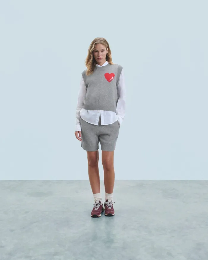From Future Cashmere Sweaters Women Light Heart Sleeveless Sweater Dark Heather Gray