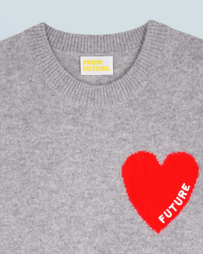 From Future Cashmere Sweaters Women Light Heart Sleeveless Sweater Dark Heather Gray