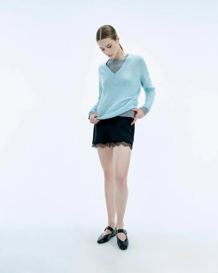 From Future Cashmere Sweaters Women Light Oversize VNeck Sweater Black