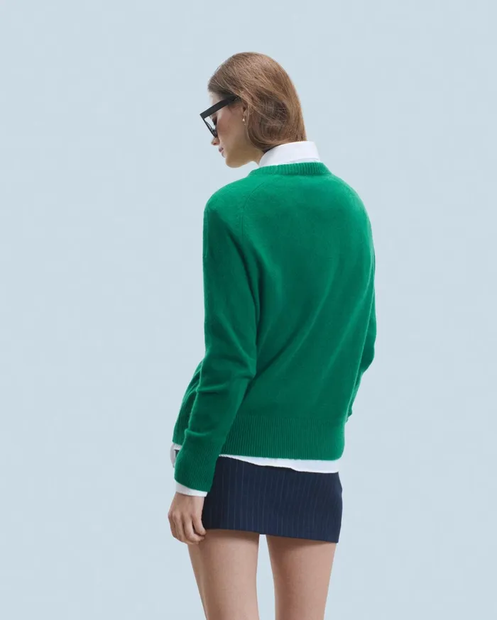 From Future Cashmere Sweaters Women Lightweight Oversized Crewneck Sweater Forest Green