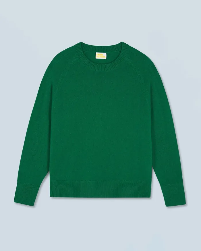 From Future Cashmere Sweaters Women Lightweight Oversized Crewneck Sweater Forest Green