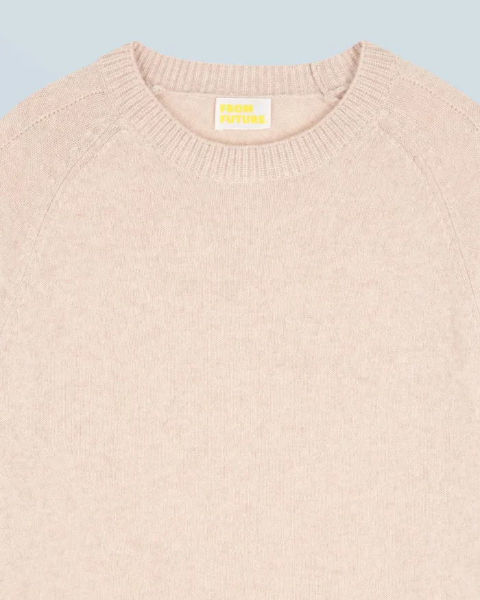 From Future Cashmere Sweaters Women Lightweight Oversized Crewneck Sweater Heather Beige