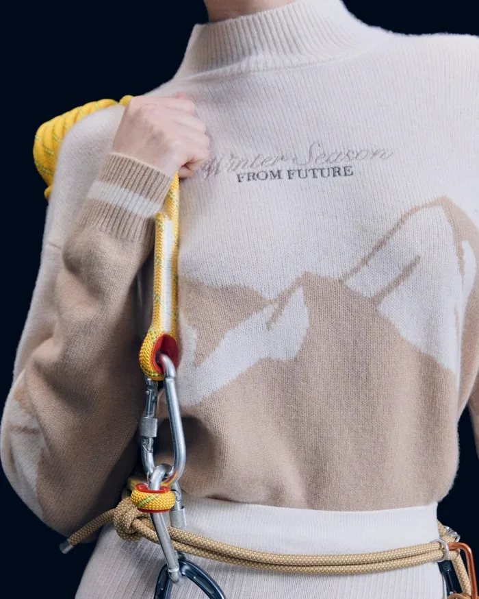 From Future Cashmere Sweaters Women Mock Neck Ski Sweater Beige