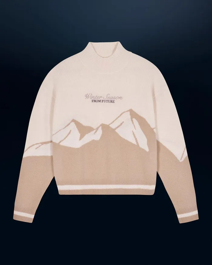 From Future Cashmere Sweaters Women Mock Neck Ski Sweater Beige