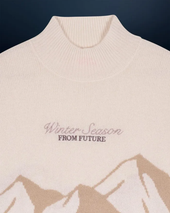From Future Cashmere Sweaters Women Mock Neck Ski Sweater Beige