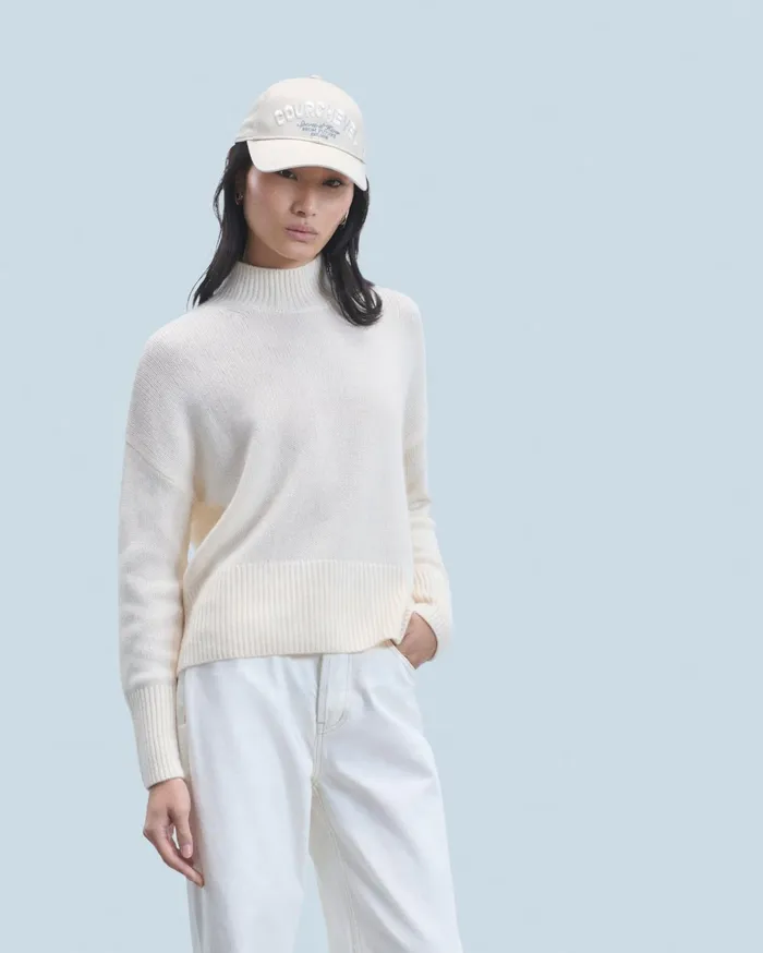 From Future Cashmere Sweaters Women Oversized Mock Neck Sweater White