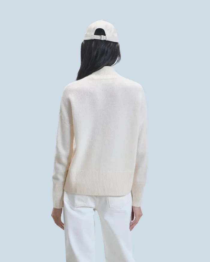 From Future Cashmere Sweaters Women Oversized Mock Neck Sweater White