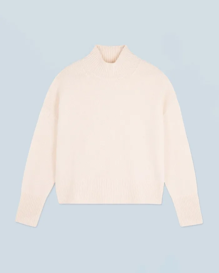 From Future Cashmere Sweaters Women Oversized Mock Neck Sweater White