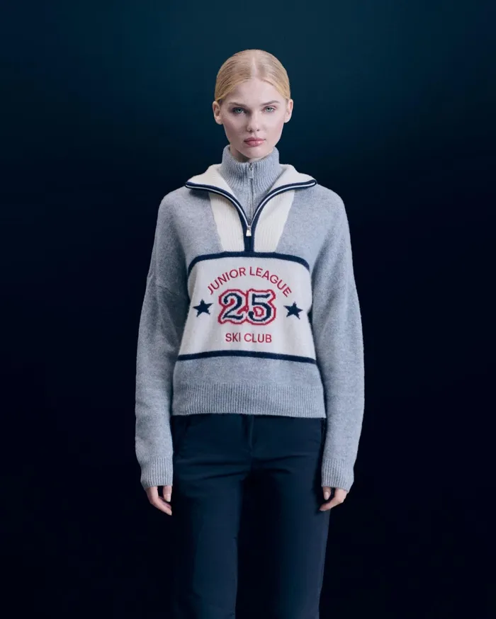 From Future Cashmere Sweaters Women Quarter Zip Neck Sweater Dark Heather Gray