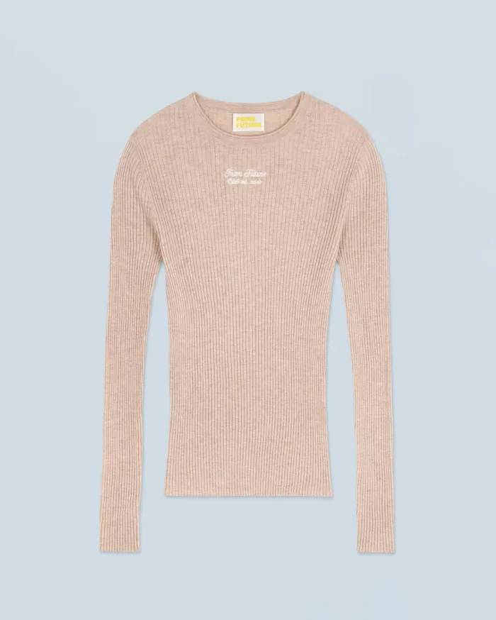 From Future Cashmere Sweaters Women Second Skin Crewneck Sweater Heather Beige