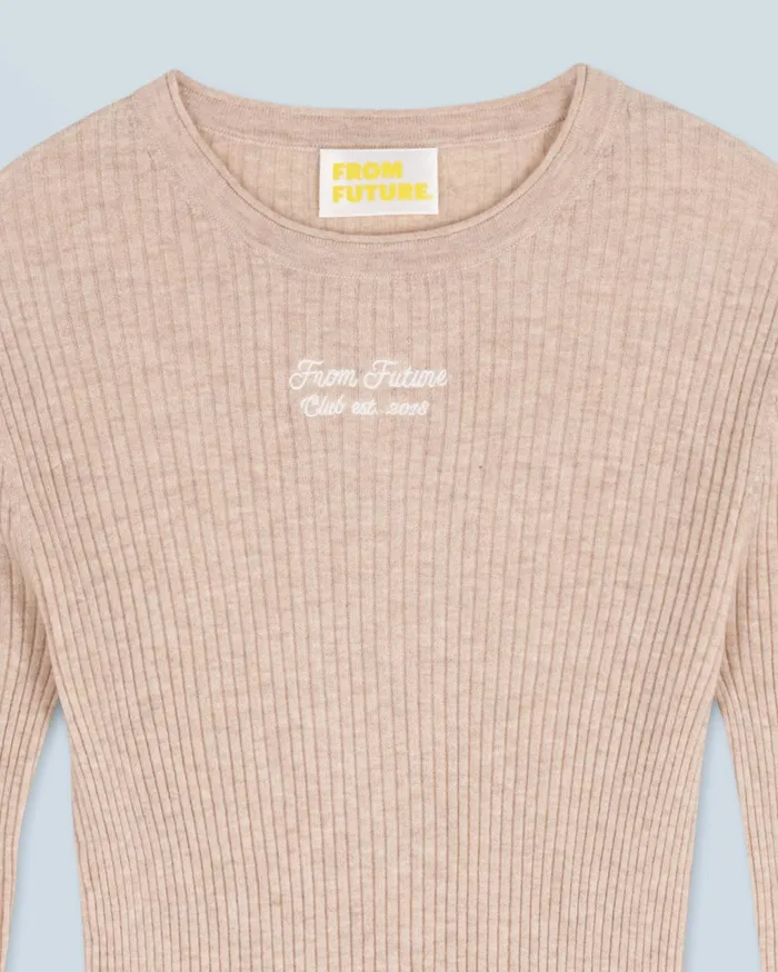 From Future Cashmere Sweaters Women Second Skin Crewneck Sweater Heather Beige