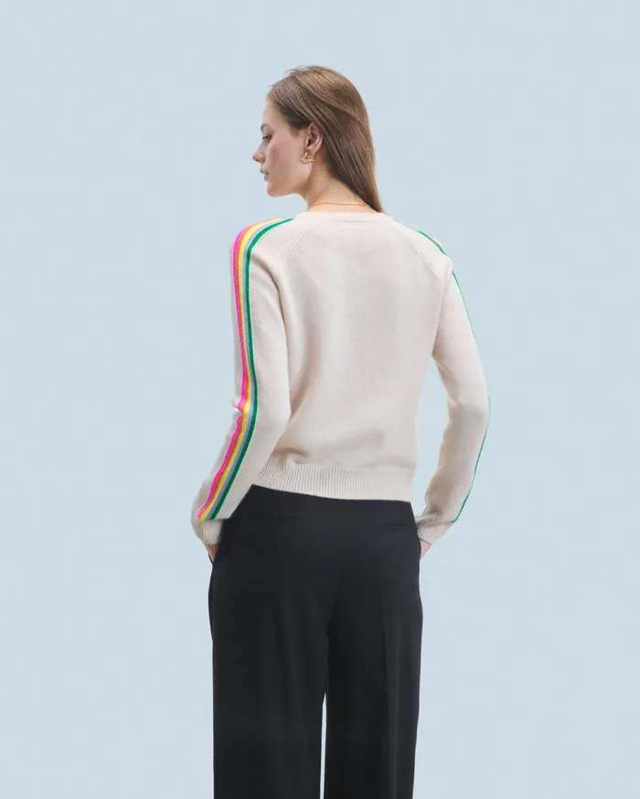 From Future Cashmere Sweaters Women VNeck Sweater With Multicolor Stripes Black