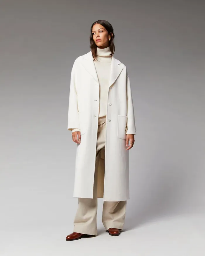 From Future Coats and Jackets Women Outerwear Long Double Face Coat White
