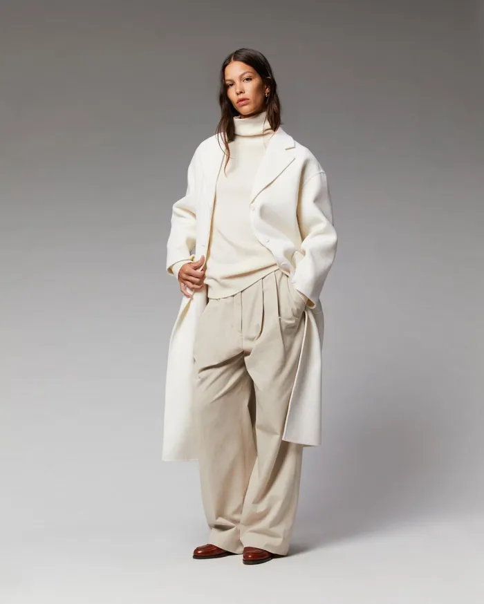 From Future Coats and Jackets Women Outerwear Long Double Face Coat White