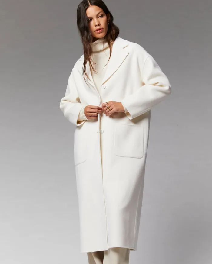 From Future Coats and Jackets Women Outerwear Long Double Face Coat White