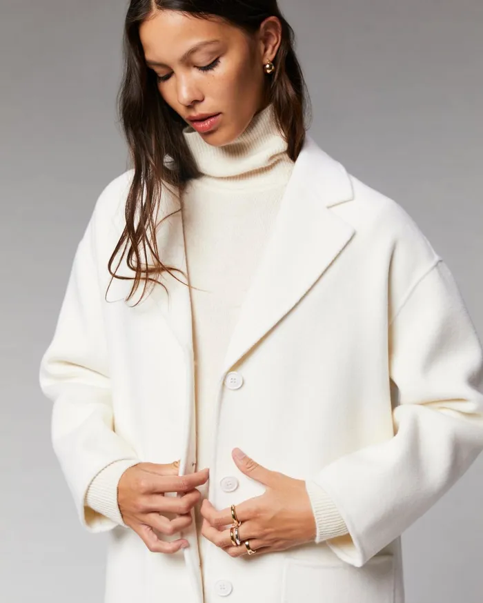 From Future Coats and Jackets Women Outerwear Long Double Face Coat White