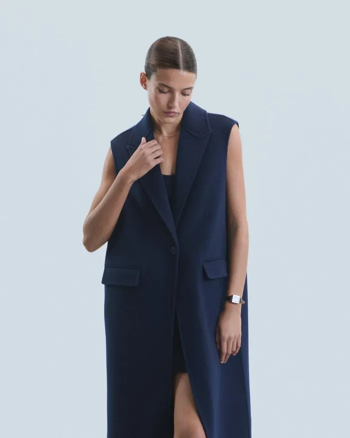 From Future Coats and Jackets Women Outerwear Sleeveless Coat Navy