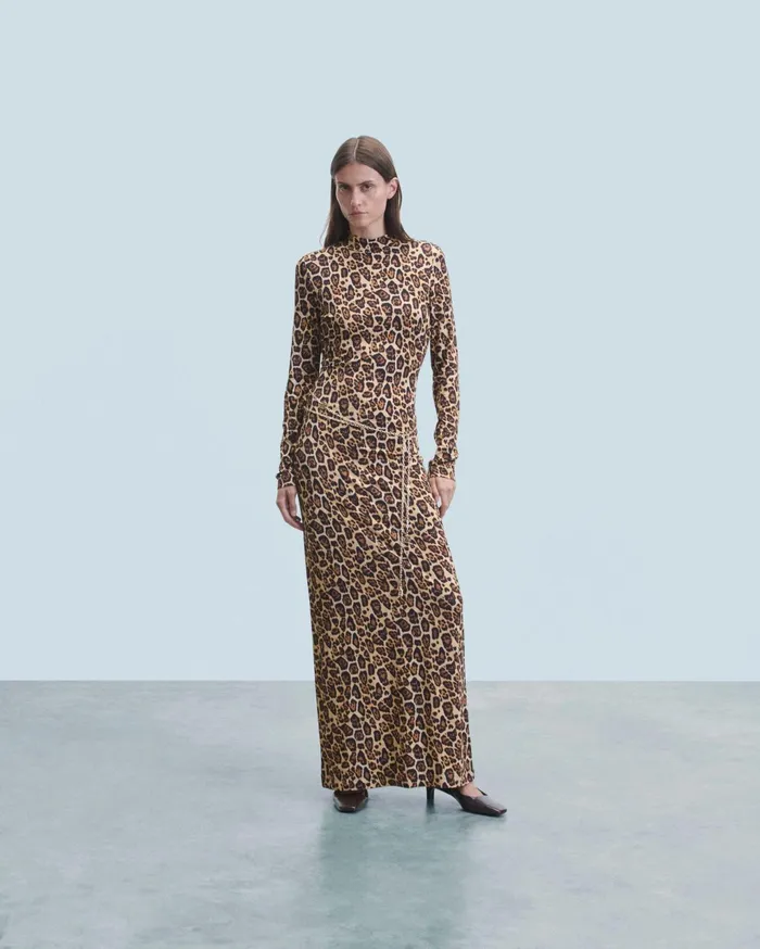 From Future Dresses and Jumpsuits Women Long Jersey Long Sleeve Dress Hot Leopard