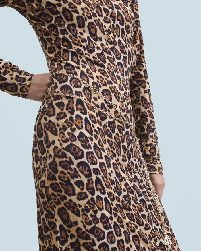 From Future Dresses and Jumpsuits Women Long Jersey Long Sleeve Dress Hot Leopard